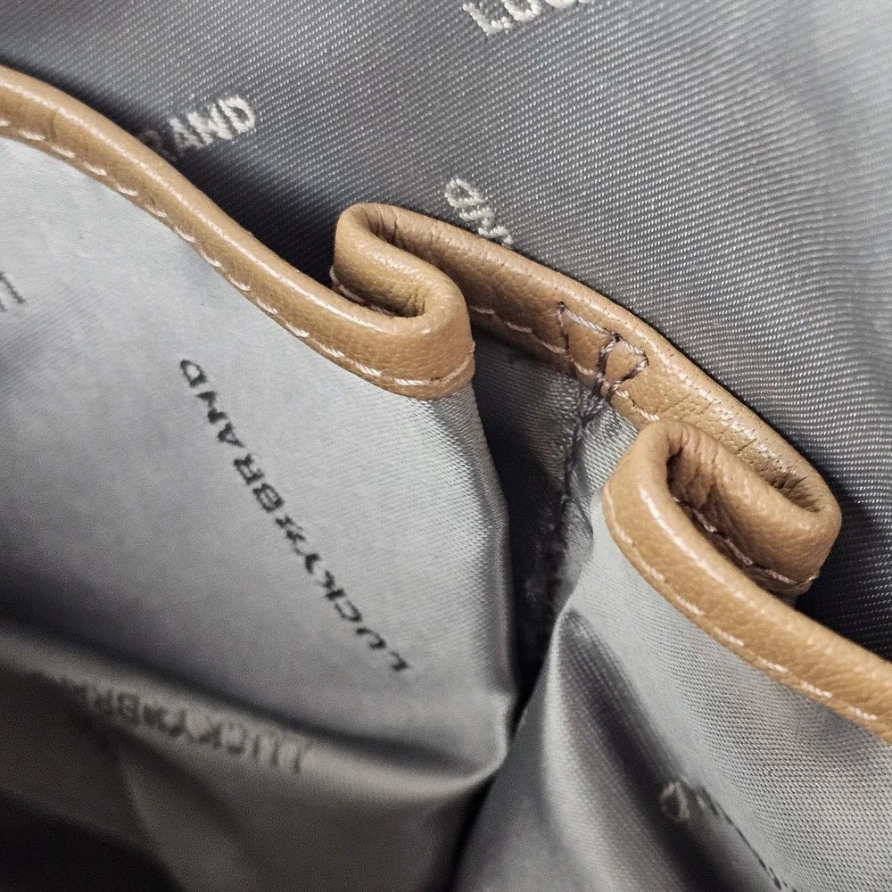 Lucky Brand Tan Brown Leather Satchel‎ Shoulder Crossbody Bag Purse Zip Medium